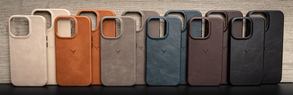 iphone leather cover in various colors